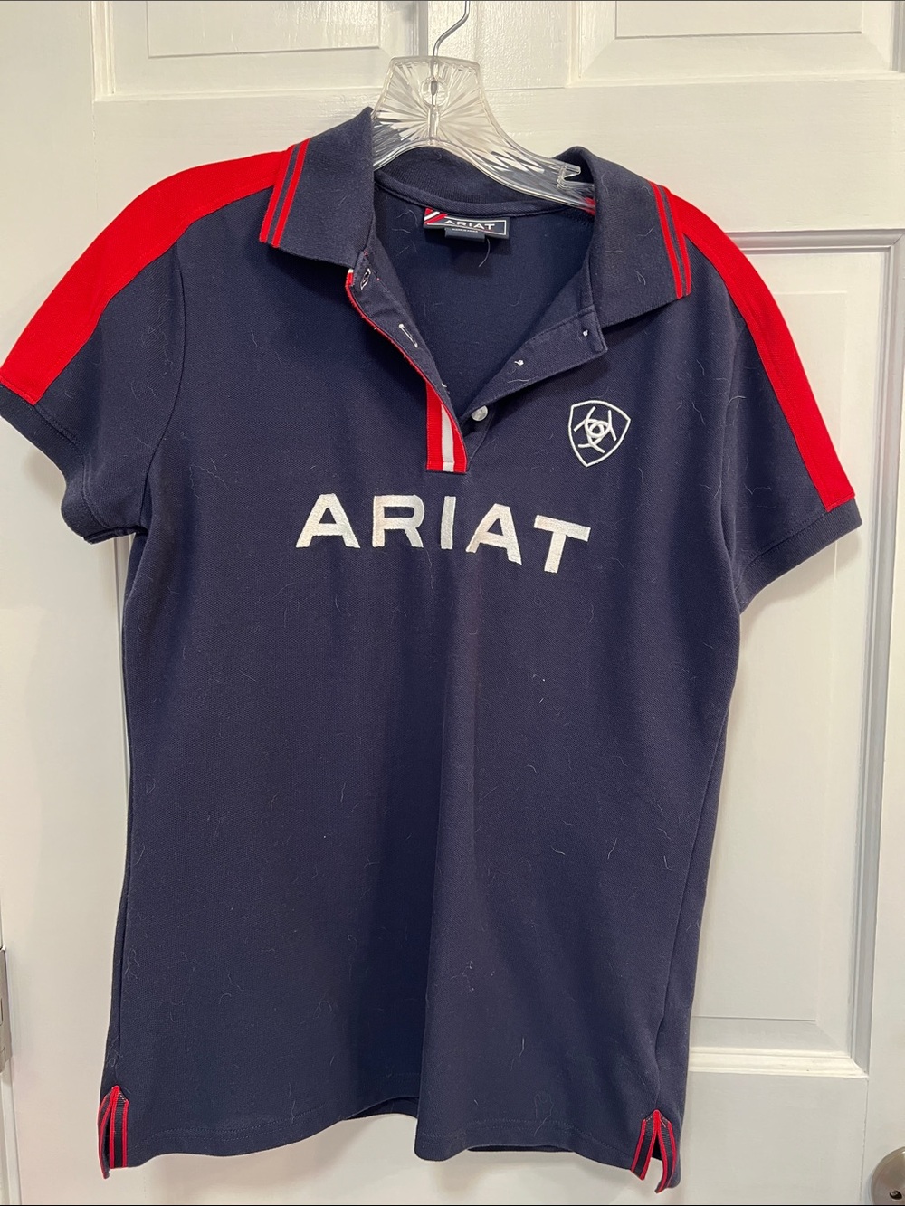 Ariat Navy and Red Women's Button Down Polo Shirt